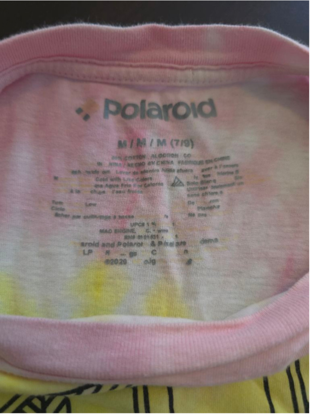 Retro Polaroid Tie-Dye Short Sleeve Crop Waist Tee M White Yellow Pink Summer - Picture 4 of 7